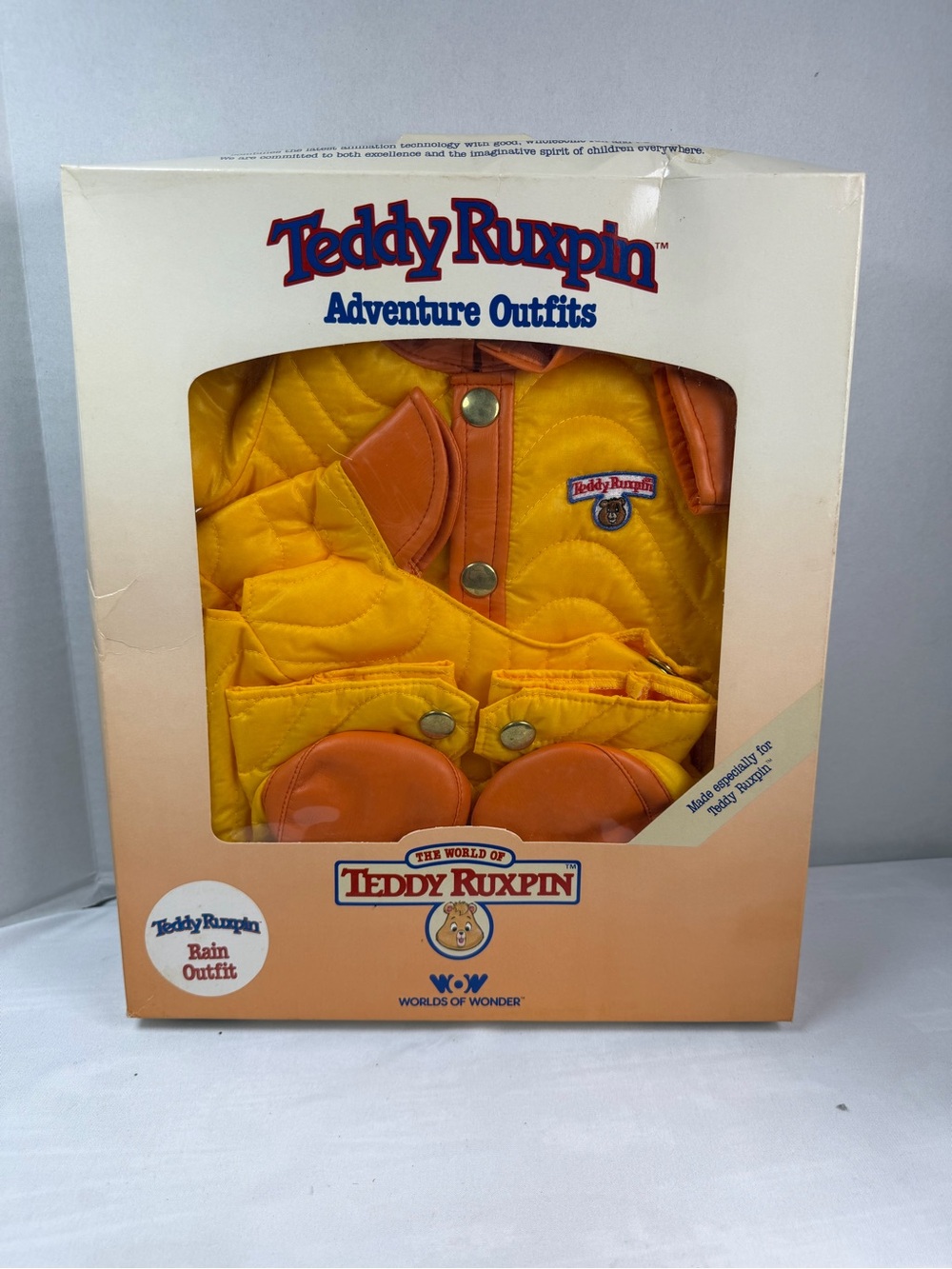 Vintage Teddy Ruxpin Adventure Rain Coat Outfit 1985. New in box